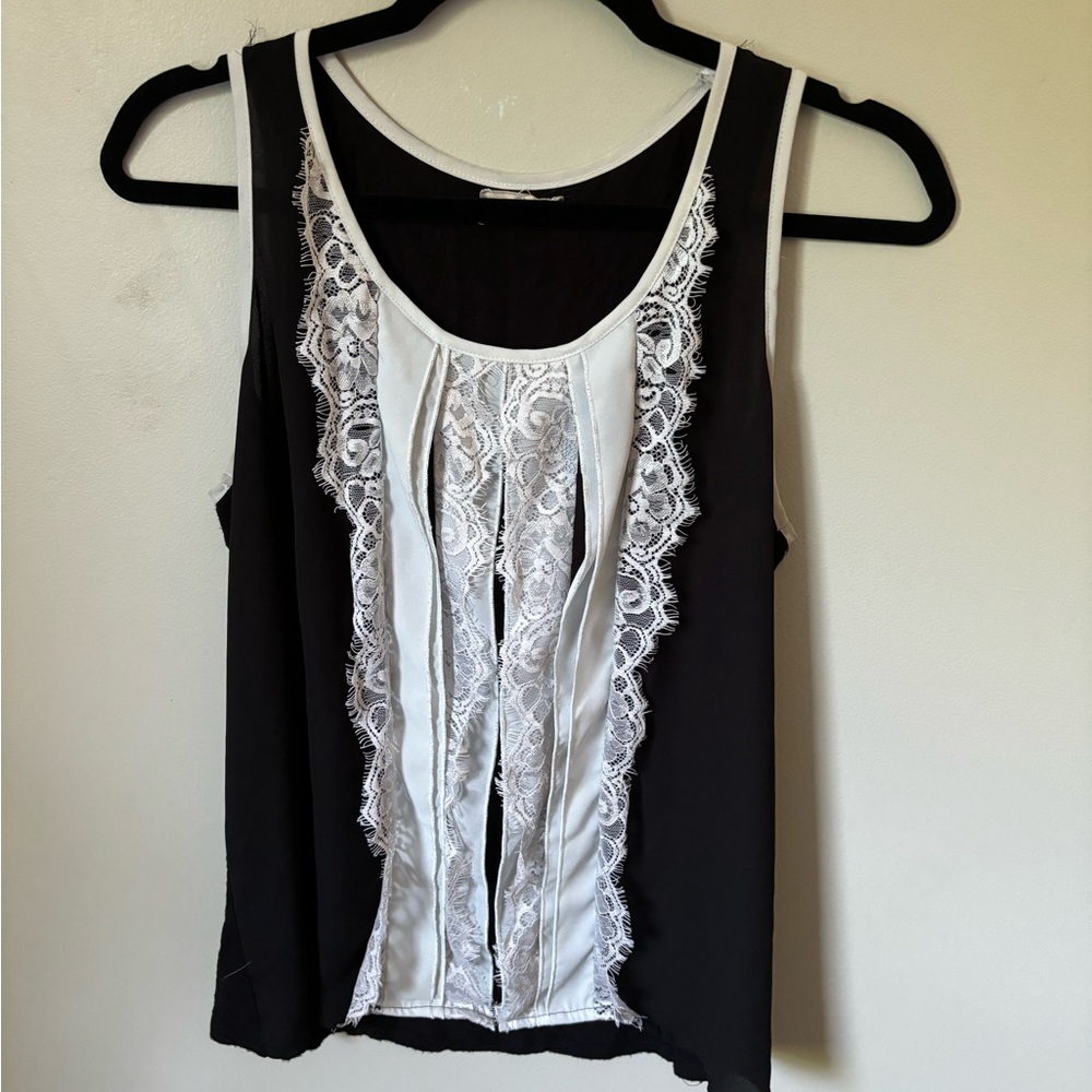 Black and White Lace Tank Top
